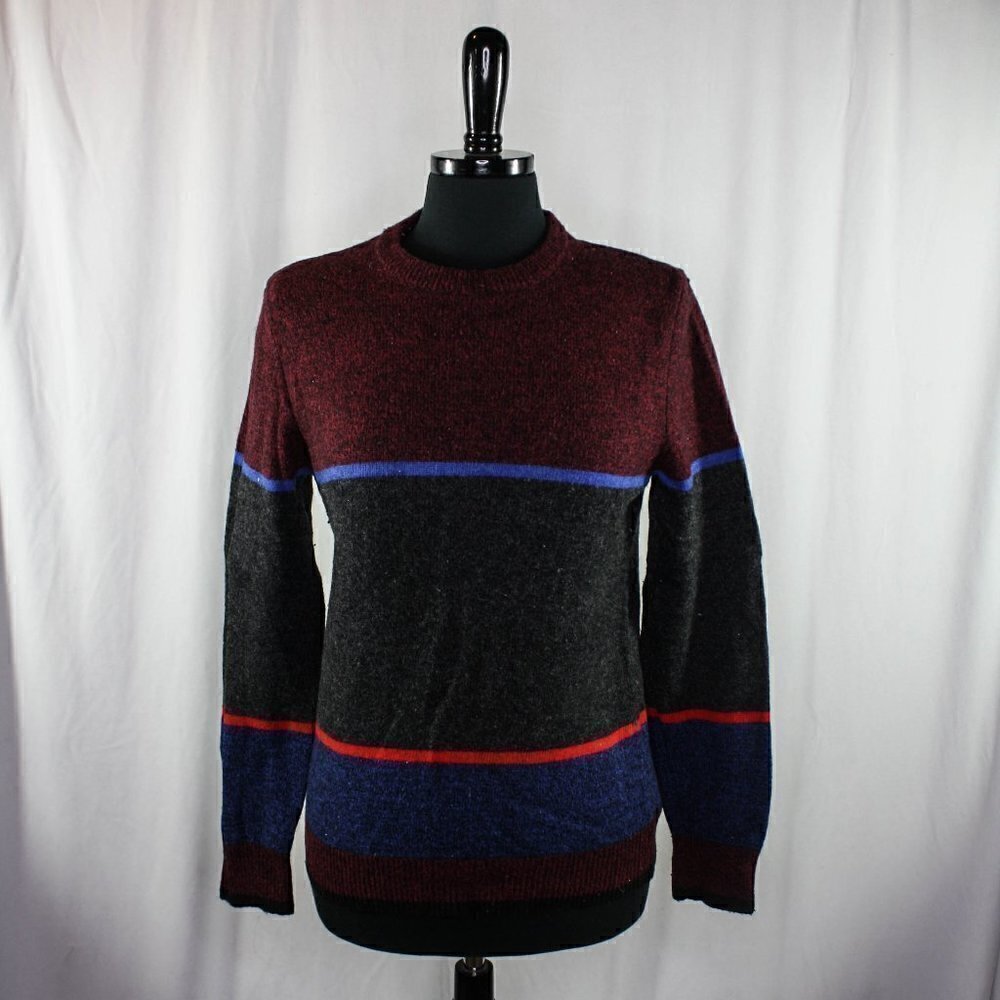 O'Hanlon Mills Striped Sweater Pullover Grey Blue Red Size S